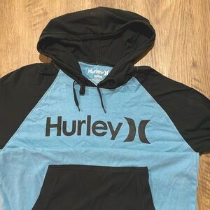 Men Teen Hurley Hoodie Pullover Light Weight Blue Black Cotton Medium LongSleeve